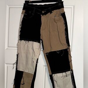 Patchwork Straight-Leg Jeans